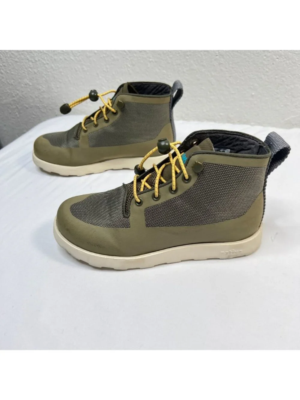 Native Fitzroy Child High Top Sneaker Boot Olive Green water Resist unisex Kids